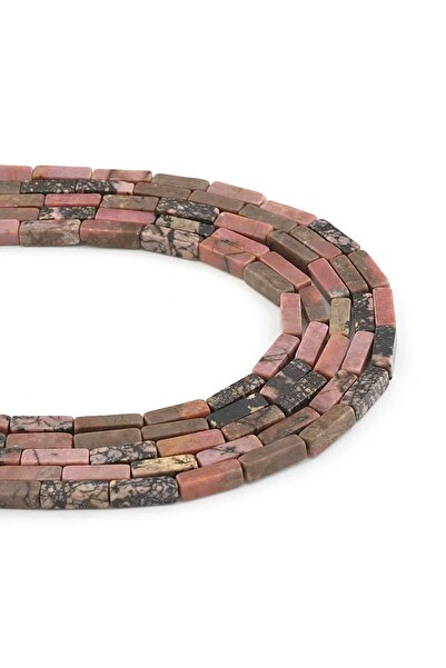 Uçar Doğaltaş Rodonit Doğal Taş Parlak Benekli Dikdörtgen Kesim 4x13mm Dizi [AA]