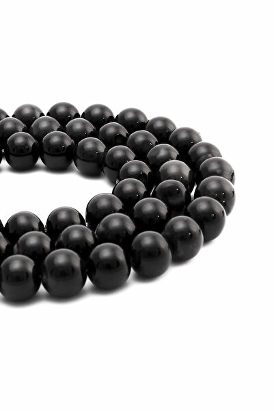 Uçar Doğaltaş Obsidyen Doğal Taş Küre Kesim 14mm Dizi