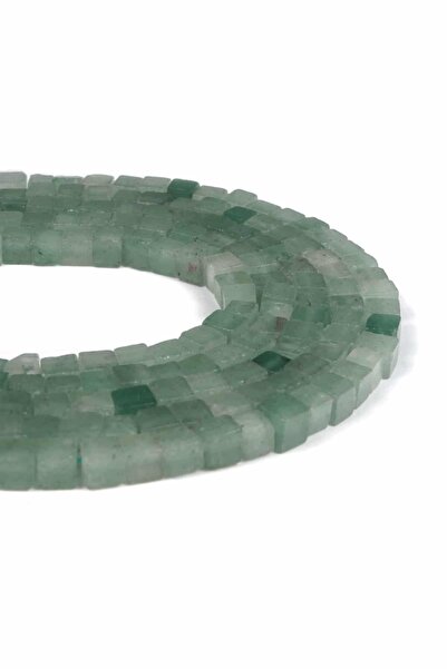Uçar Doğaltaş Aventurin Doğal Taş Parlak Yeşil Küp Kesim 4x4mm Dizi [AA]