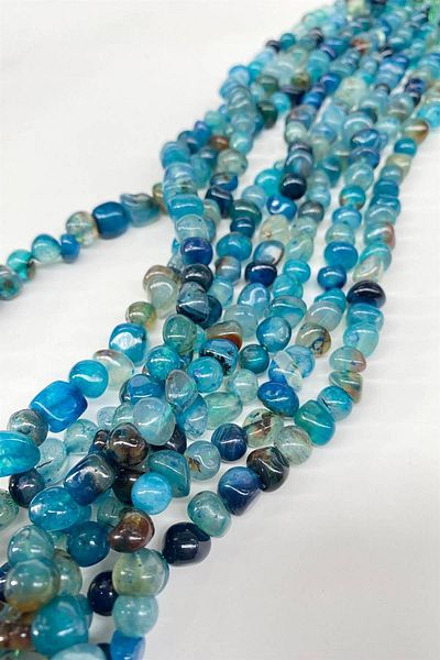 Hobigram Turquoise Colored Pebble Cut Natural Stone 1 Strand – Beads, Stylish Design, Women's Accessory – Beads –