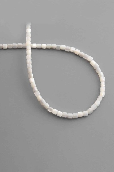 Uçar Doğaltaş Sedef Doğal Taş Parlak Beyaz Yuvarlak Kesim 3x4mm Dizi [AA]