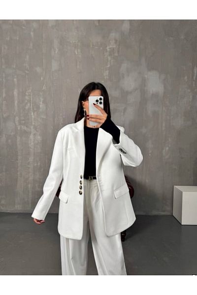 manana fashion Jachetă albă oversize Stamp