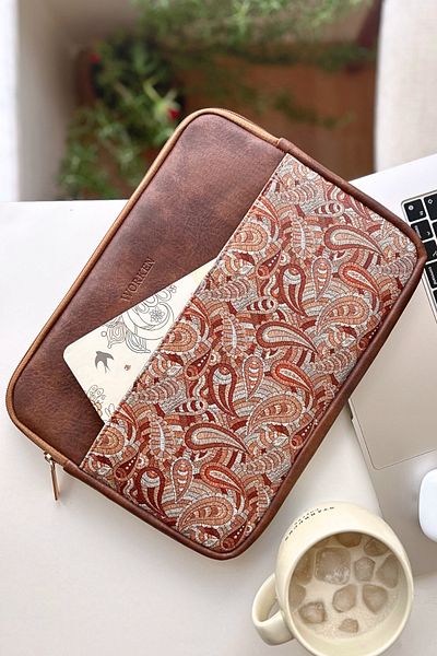worken 11-11.5 Inch Tablet Case, Briefcase, Waterproof, Anti-Knock, Fall Shawl Pattern, Tan
