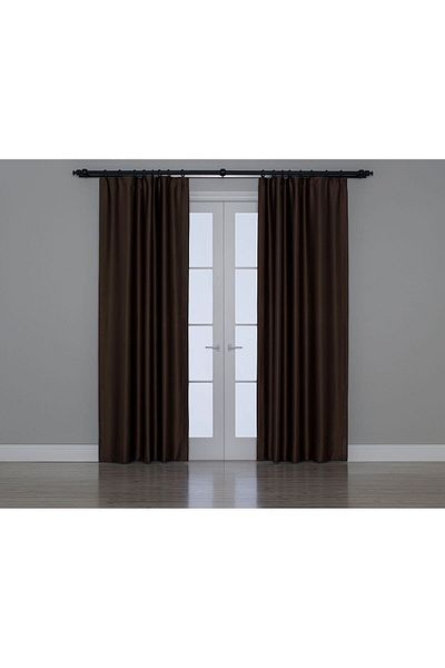 Gauze Fabric Design Blackout Background Curtain with Brown Dimming Feature