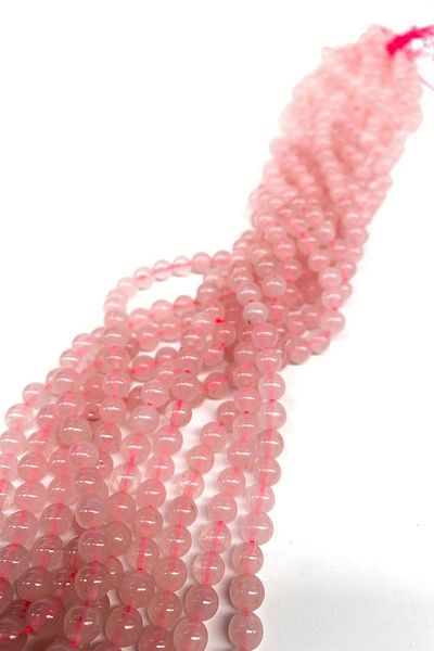 Hobigram Pink Natural Stone Quartz 6 mm 1 Strand – Beads, Stylish Design, Women's Accessory – Beads – Beads