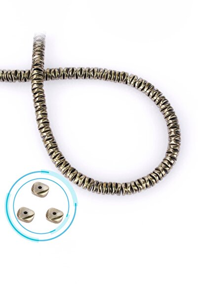 Uçar Doğaltaş Hematit Taşı Rondela Kesim Parlak Antik Sarı 6x1mm Doğal Taş Dizi