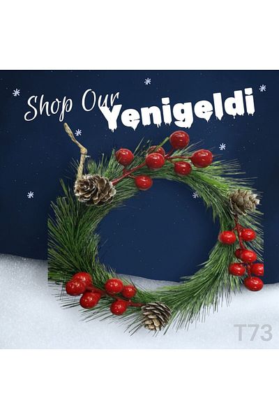 Yenigeldi 1 Τεμάχιο 20 εκ. Διακόσμηση πόρτας και τραπεζιού Πρωτοχρονιάτικο στεφάνι, Πρωτοχρονιάτικο στολίδι, Χριστουγεννιάτικο στεφάνι πόρτας T-73