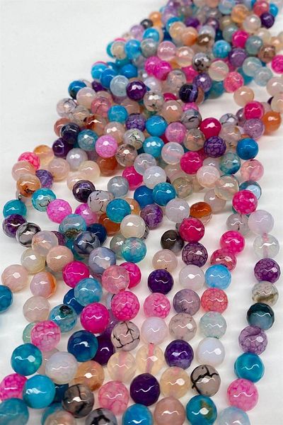 Hobigram Colorful Chakra Ceyt Faceted Cut Natural Stone 8 mm 1 Strand – Beads, Stylish Design, Women's Accessory – B