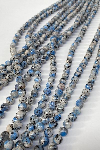 Hobigram Ceyt Dizi Sphere Cut with Blue and Black 8 mm 1 String Natural Stone – Beads, Stylish Design, Women's Accessory –