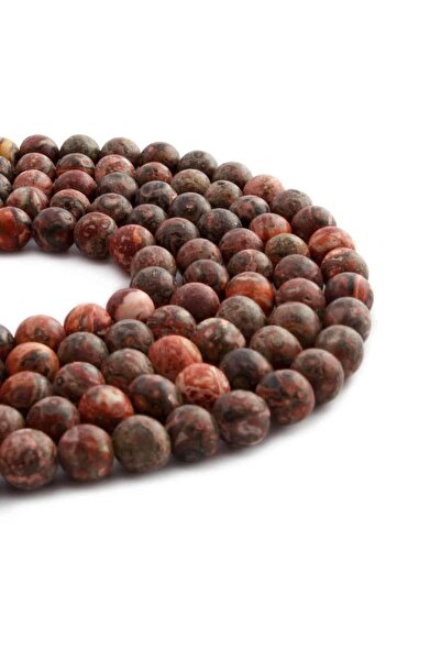 Uçar Doğaltaş Leopar Jasper Doğal Taş Parlak Kırmızı Küre Kesim 8mm Dizi [AA]