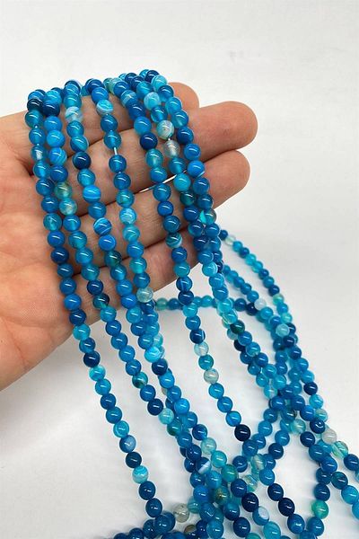 Hobigram Turquoise Natural Stone Agate 6 mm 1 Strand – Beads, Stylish Design, Women's Accessory – Beads – Beads