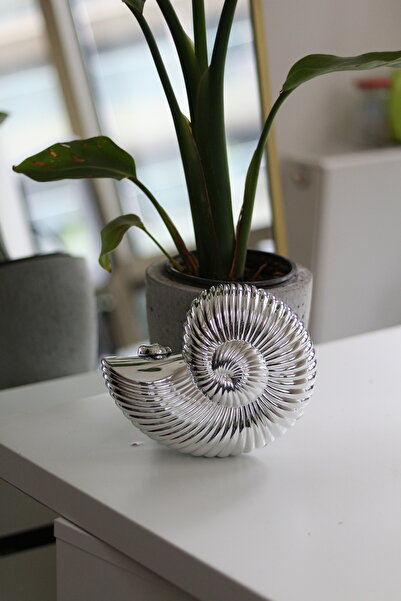 Moom Bag Women's Silver Mica Seashell Patterned Evening Bag