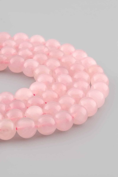 Uçar Doğaltaş Pembe Kuvars Doğal Taş Parlak Küre Kesim 10mm Dizi [AB+]