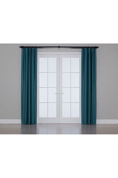 Gauze Fabric Design Blackout Curtain with Blackout Feature Turquoise