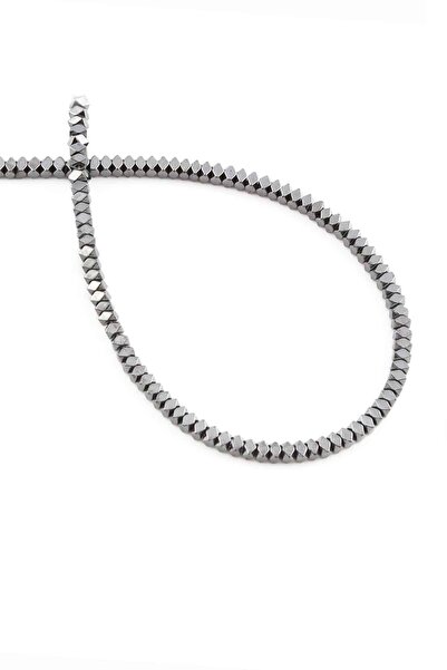 Uçar Doğaltaş Hematit Doğal Taş Parlak Füme Özel Kesim 3x2mm Dizi [AA]