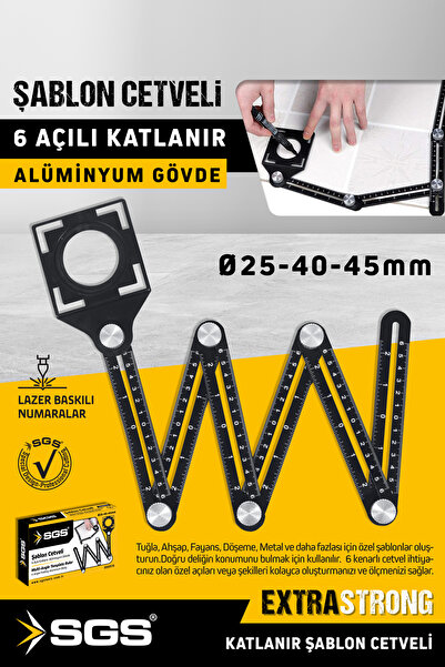 SGS SGS970 Alüminyum Alaşım Delik Şablon Cetveli Fayans Granit Ölçme Cetveli
