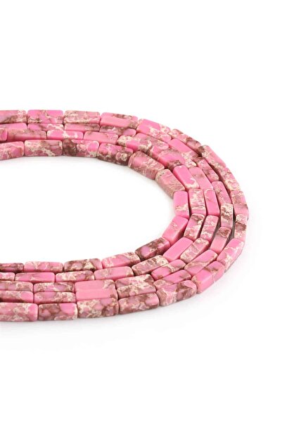 Uçar Doğaltaş Varisit Doğal Taş Parlak Pembe Dikdörtgen Kesim 4x13mm Dizi [B]