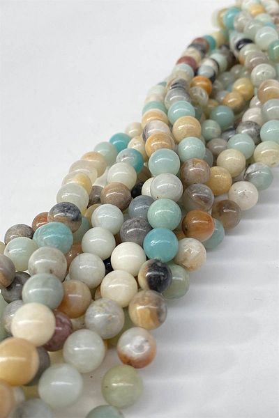 Hobigram Turquoise Amazonite Natural Stone 8 mm 1 Strand – Beads, Stylish Design, Women's Accessory – Beads – Beads