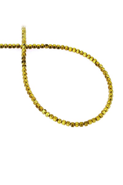 Uçar Doğaltaş Hematit Doğal Taş Parlak Gold Özel Kesim 3x3mm Dizi [AA]