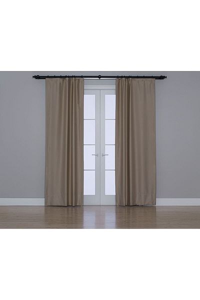 Gauze Fabric Design Chickpea Color Blackout Background Curtain with Dimming Feature