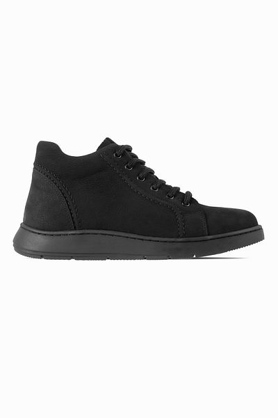 Lal Shoes & Bags Breda Γυναικείες μπότες από γνήσιο δέρμα με κορδόνια με φερμουάρ μέχρι τον αστράγαλο-μαύρο