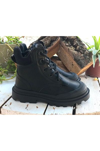 Guja 24k651 Παιδικές μπότες από γνήσιο δέρμα καθημερινά με φερμουάρ και κορδόνια