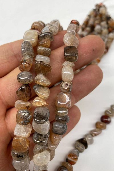 Hobigram Beige Pebble Cut Natural Stone 1 String - Special Design, Accessory, Quality Production, Eye-Catching Style - B