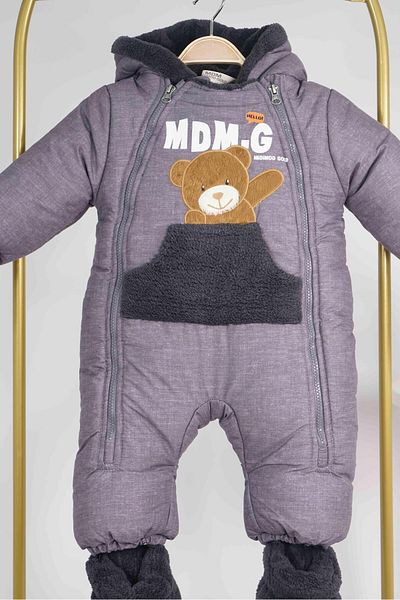 MİNİKO KİDS Boy's Teddy Bear Modeled Astronaut Jumpsuit with Fur Inside and Gloves