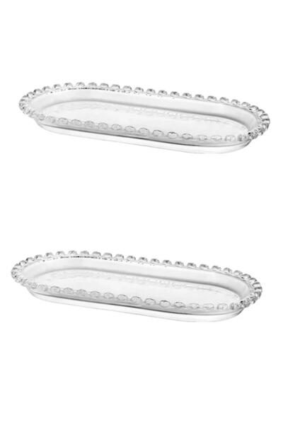 ALBETTO مجموعة من 2 طبق تقديم زجاجي فاخر على شكل قارب بيضاوي من سلسلة Love مق...