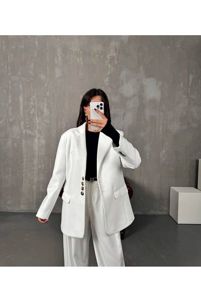 manana fashion Jachetă albă oversize Stamp