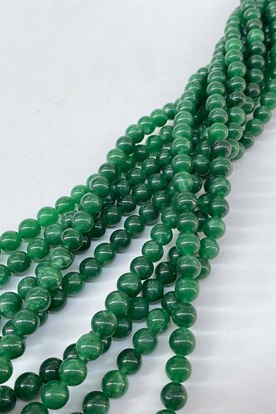 Hobigram Emerald Green Ceyt Dizi Sphere Cut 8 mm 1 String Natural Stone – Beads, Stylish Design, Women's Accessory – Bo
