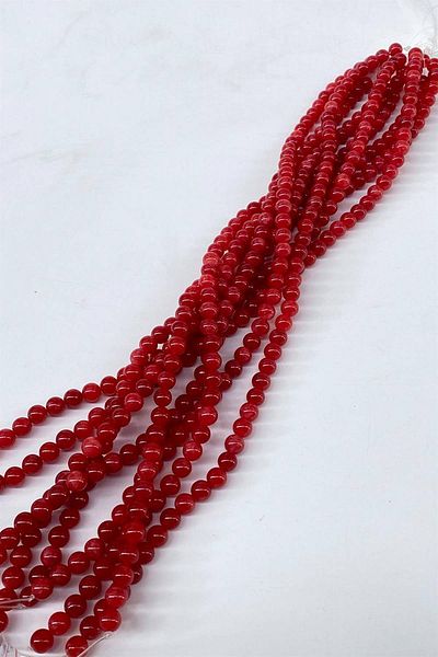 Hobigram Red Ceyt Dizi Sphere Cut 8 mm 1 String Φυσική Πέτρα – Χάντρες, Κομψό Σχέδιο, Γυναικείο Αξεσουάρ – Χάντρες