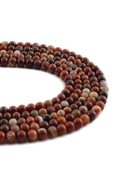 Uçar Doğaltaş Red Jasper Doğal Taş Parlak Küre Kesim 4mm Dizi