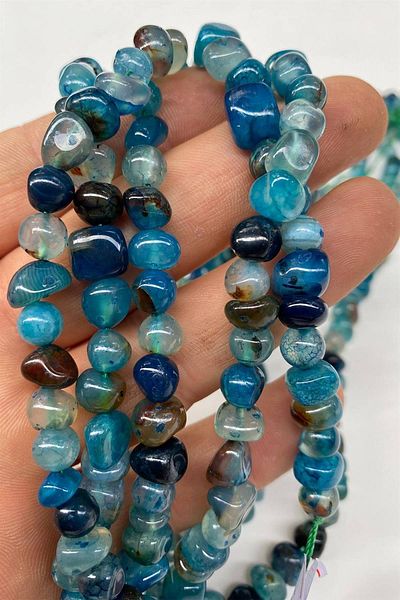 Hobigram Turquoise Colored Pebble Cut Natural Stone 1 Strand – Beads, Stylish Design, Women's Accessory – Beads –