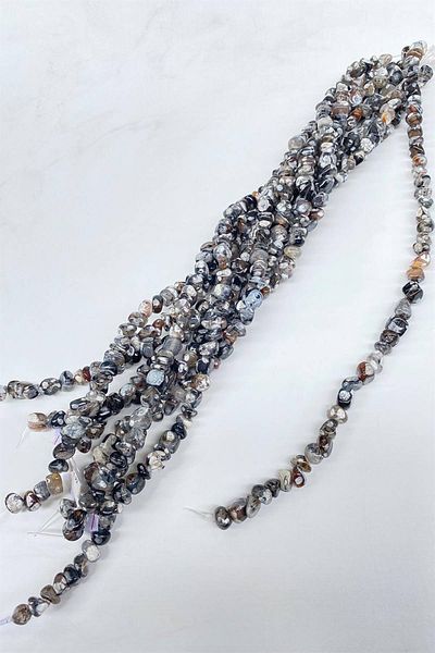 Hobigram Black Pebble Cut Natural Stone 1 String - Special Design, Accessory, Quality Production, Eye-Catching Style -