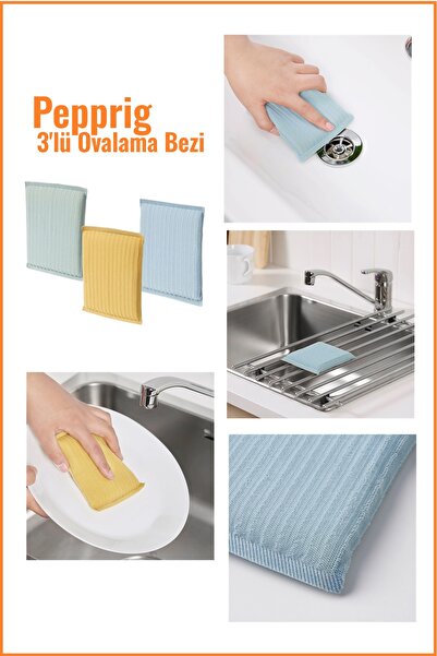 IKEA Pepprig Ovalama Bezi, Çok Renkli, 3'lü Set