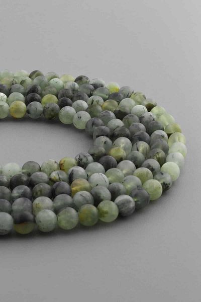 Uçar Doğaltaş Prehnite Natural Stone Mat Sphere Cut 6mm String [Aa]