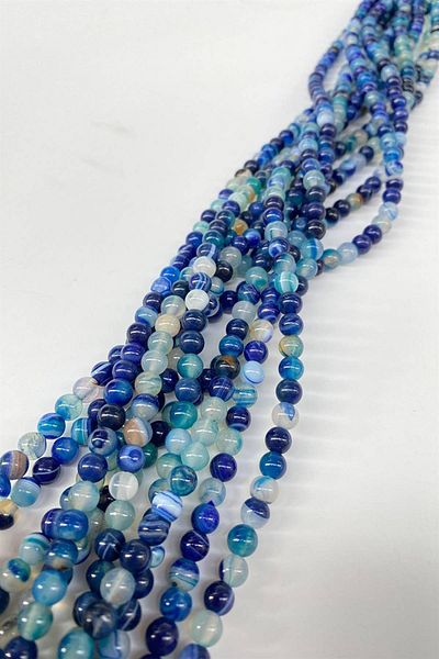 Hobigram Navy Blue Natural Stone Agate 6 mm 1 Strand – Beads, Stylish Design, Women's Accessory – Beads – Beads