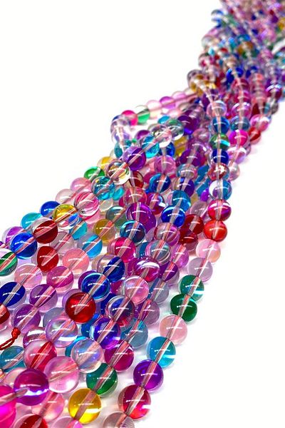 Hobigram Janjanlı Colorful Quartz Natural Stone 8 mm 1 String – Beads, Stylish Design, Women's Accessory – Beads – B
