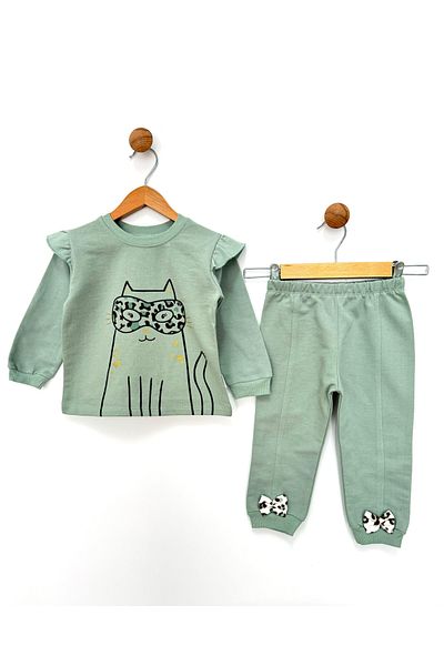 By Cwhr 100% Cotton Bow Fiber Padded Inflatable Vest Flared Leg Leggings 3-Piece Girl's Set