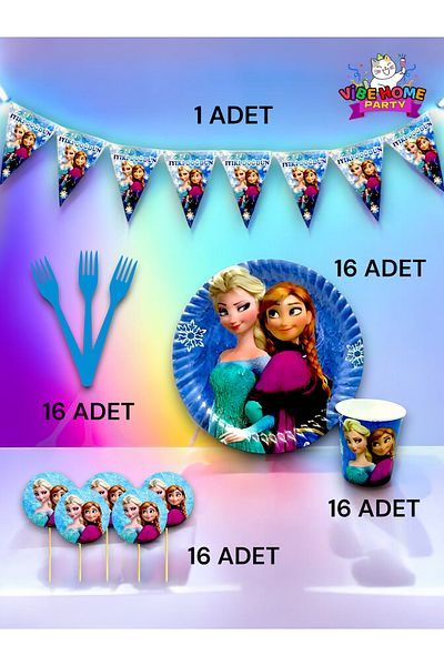 VibeHome Frozen Themed Eco Set for 16 - Birthday Party and Fun Events