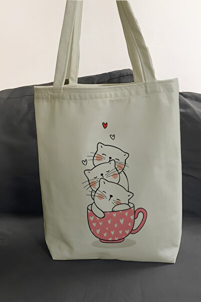 Printed Casual Beach Shopping Tote Cloth Bag with Quality Fabric Inner Pockets