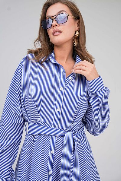 VOLT CLOTHİNG Rochie de damă cu guler cămașă cu dungi