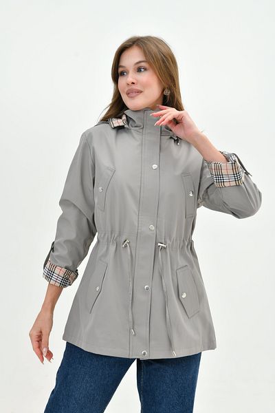 Butik Trench pentru femei, rezistent la apă, cu fermoar, cu glugă în interior