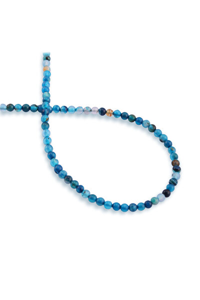 Uçar Doğaltaş Madagaskar Akik Parlak Koyu Mavi Doğal Taş Küre Kesim 4mm Dizi