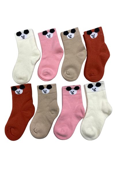 YAADE 8 Pairs Toe Seamless Teddy Bear Pattern Winter Thick Terry Girl's Socks