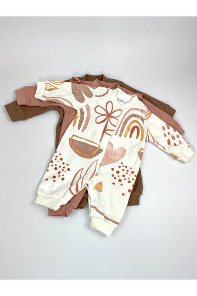 bebekyol Floral Printed 3-Piece Baby Girl Jumpsuit