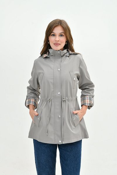 Butik Trench pentru femei, rezistent la apă, cu fermoar, cu glugă în interior