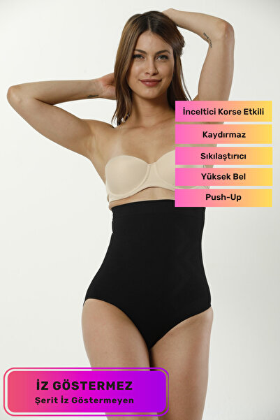 Lidyacottone Corset tanga modelator pentru abdomen, cu talie înaltă, care nu ...