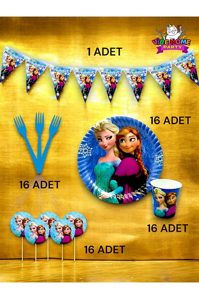 VibeHome Frozen Themed Eco Set for 16 - Birthday Party and Fun Events